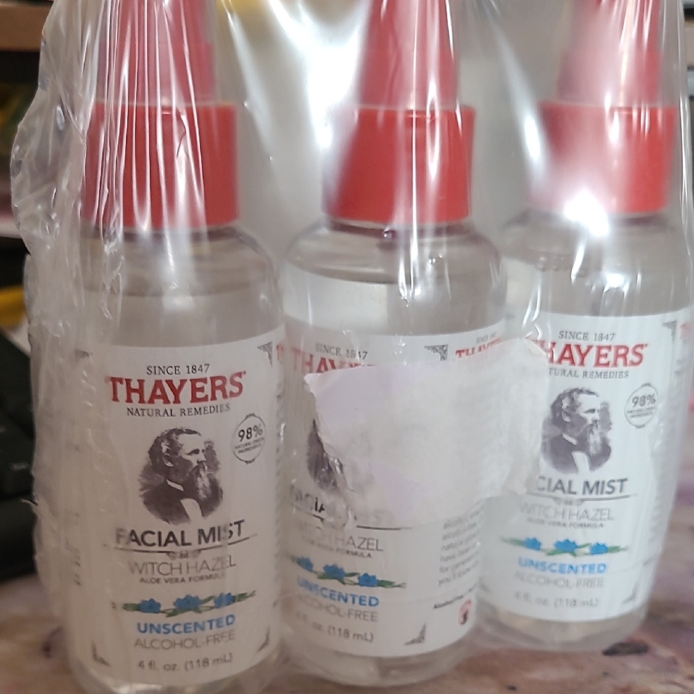 Thayers Unscented Witch Hazel Facial Mist - 4 oz Each- Pack of 3 - ALCOHOL FREE